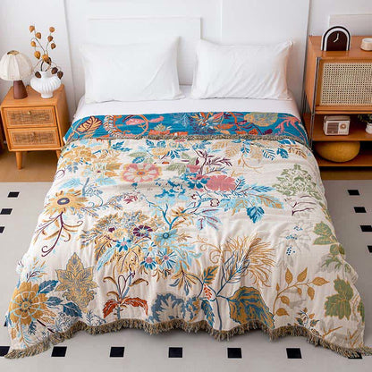 Lush Floral Leaf Natural Cotton Quilt - Queen - image 0