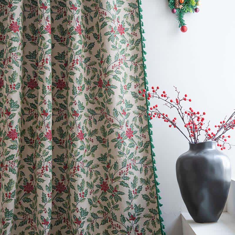 Christmas-inspired Holly Leaf Tassel Curtain - image 4
