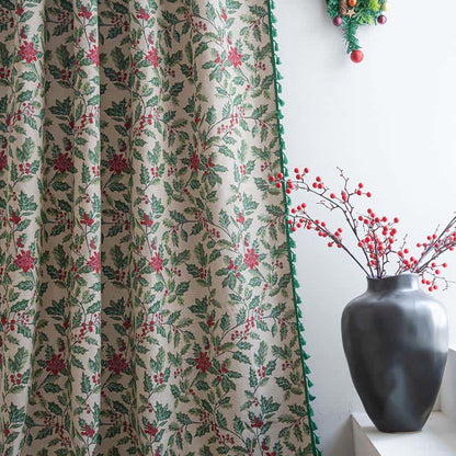 Christmas-inspired Holly Leaf Tassel Curtain - image 4