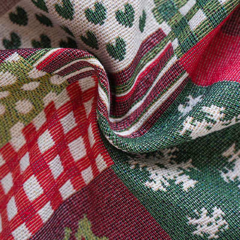 Patchwork Christmas-inspired Print Tassel Curtain - image 8