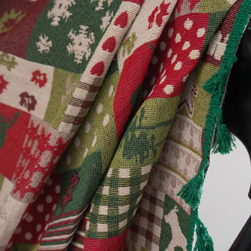 Patchwork Christmas-inspired Print Tassel Curtain - image 7