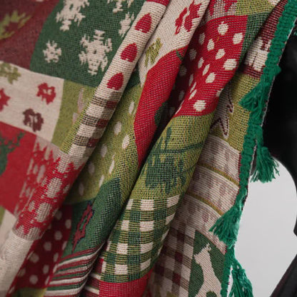 Patchwork Christmas-inspired Print Tassel Curtain - image 7