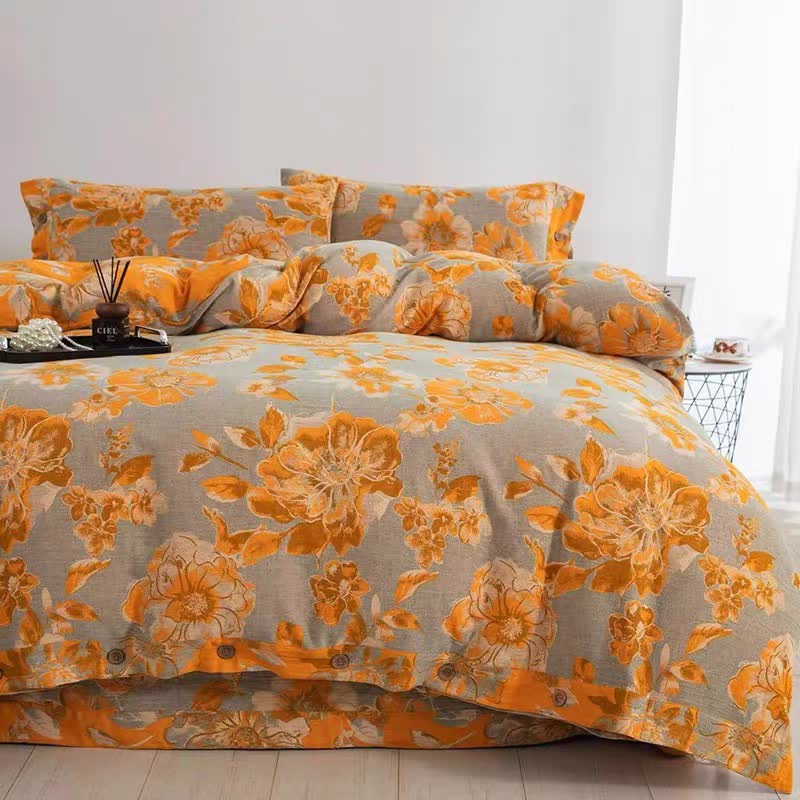 Blooming Floral Cotton Gauze Bedding Set(4PCS) - image 1