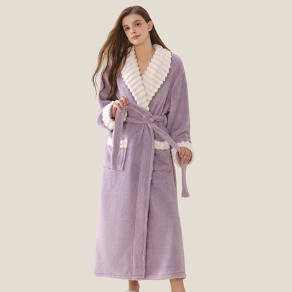 Ownkoti Long Plush Fleece Bathrobe with Pockets - image 5
