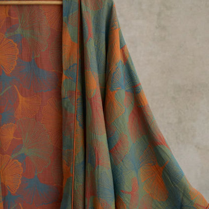 Ginkgo Leaf Print Cotton Kimono Robe - image 5