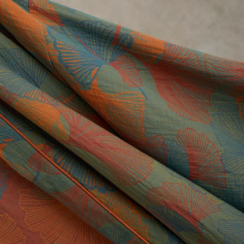 Ginkgo Leaf Print Cotton Kimono Robe - image 6