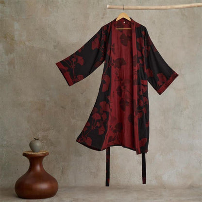 Ownkoti Ginkgo Leaf Cotton Gauze Kimono Robe - image 2