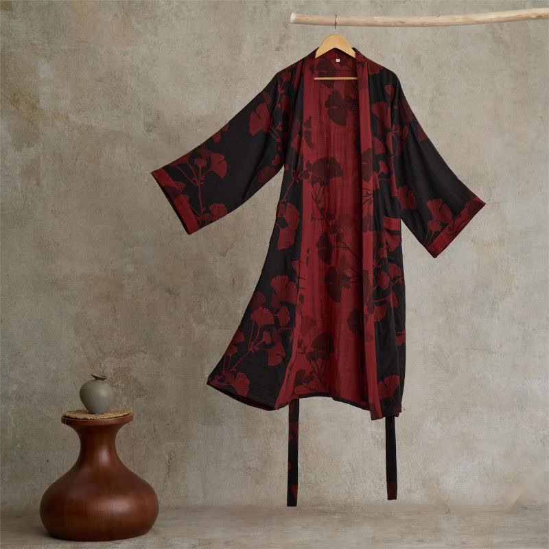 Ownkoti Large Ginkgo Leaf Cotton Kimono Robe - image 1