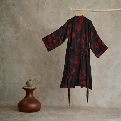 Ownkoti Ginkgo Leaf Cotton Gauze Kimono Robe - image 3