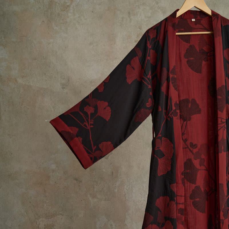 Ownkoti Large Ginkgo Leaf Cotton Kimono Robe - image 4