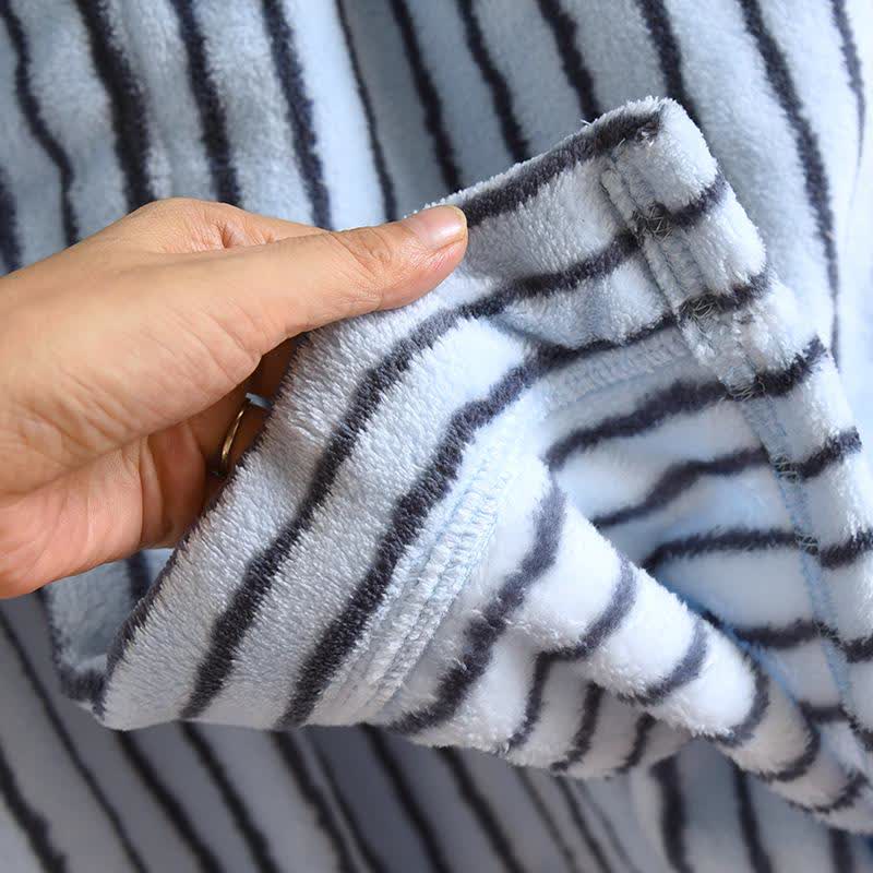 Simple Striped Warm Flannel Bathrobe - image 9