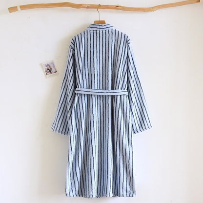 Simple Striped Warm Flannel Bathrobe - image 4