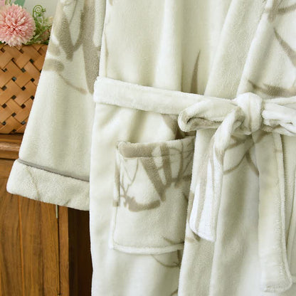 Unisex Bamboo Print Fleece Bathrobe - image 5