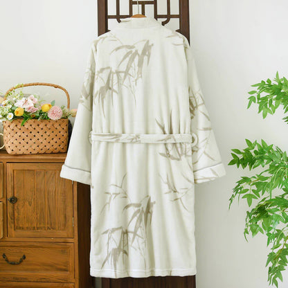 Unisex Bamboo Print Fleece Bathrobe - image 1