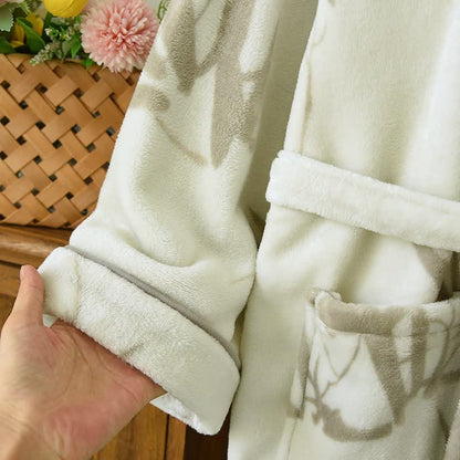 Unisex Bamboo Print Fleece Bathrobe - image 6