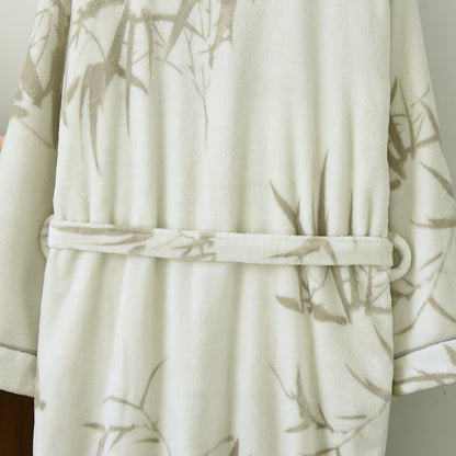Unisex Bamboo Print Fleece Bathrobe - image 7