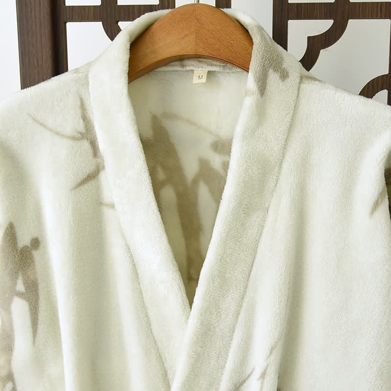 Unisex Bamboo Print Fleece Bathrobe - image 2