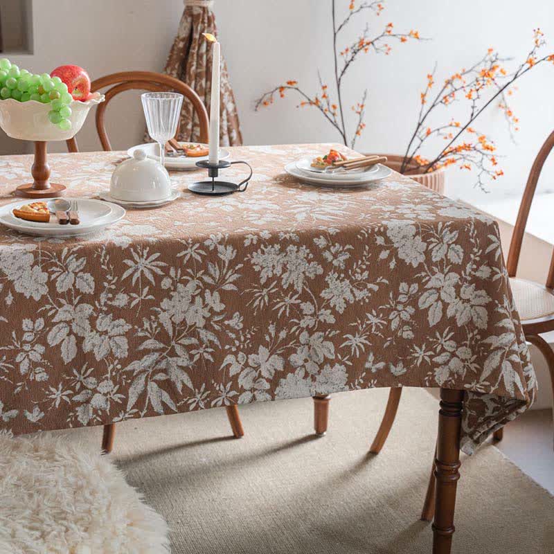 Pastoral Style Floral Jacquard Tablecloth - Khaki - 55" x 102" - image 9