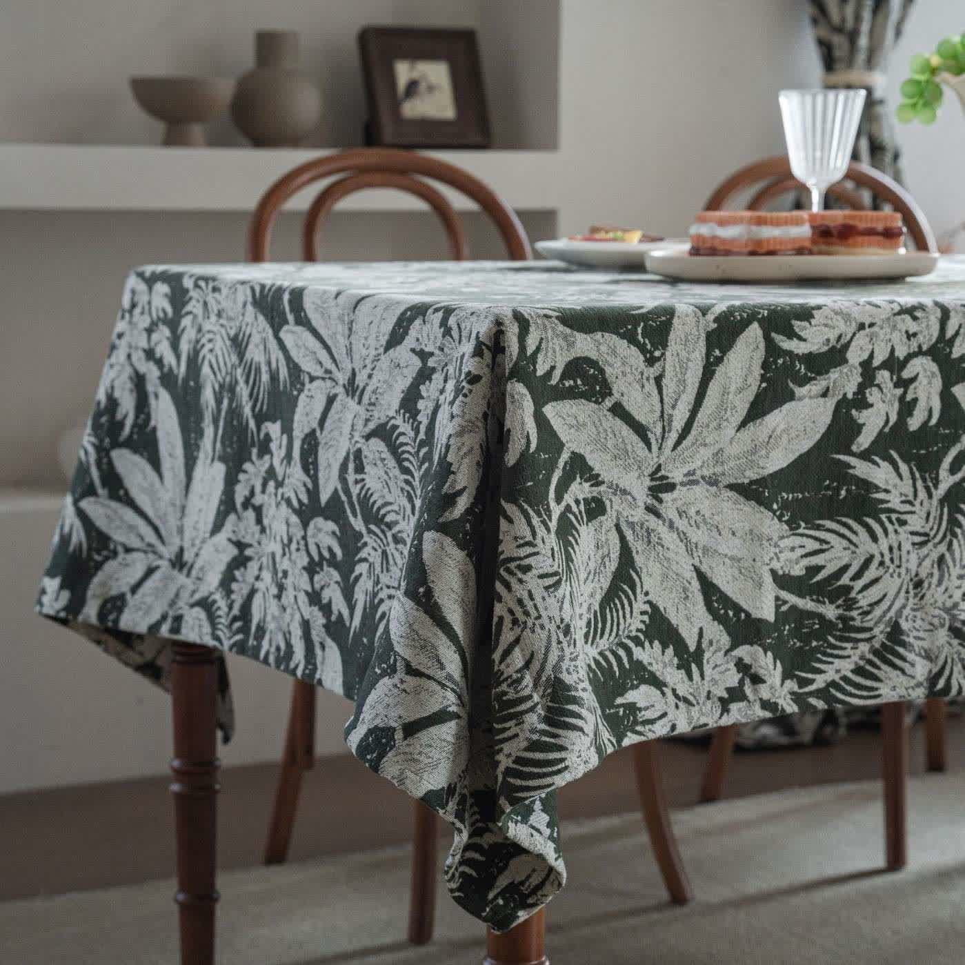 Tropical Island Leaf Jacquard Tablecloth - image 6