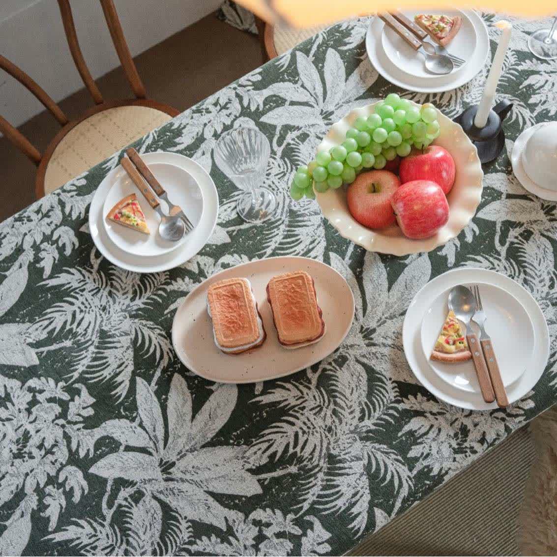 Tropical Island Leaf Jacquard Tablecloth - image 4