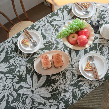 Tropical Island Leaf Jacquard Tablecloth - image 4
