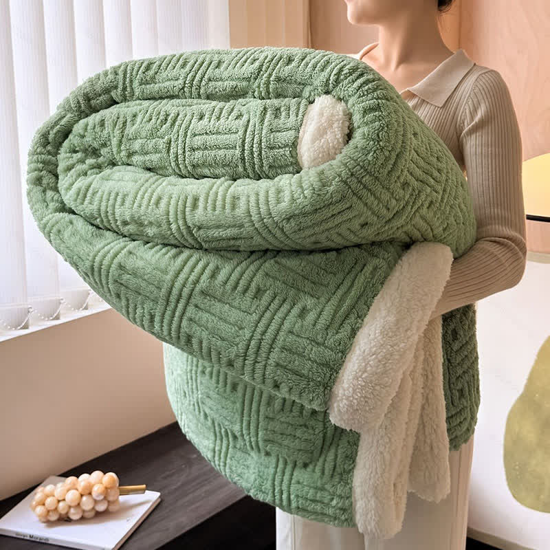 Ownkoti Plaid Jacquard Plush Throw Blanket - Green - Queen - image 13