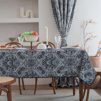 Ethnic Style Retro Pattern Jacquard Tablecloth - Black - 63" x 63" - image 12