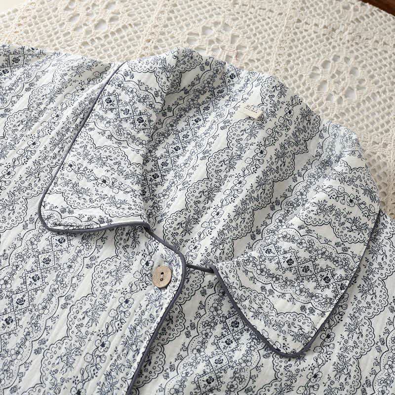 Oriental Retro Floral Cotton Loungewear Set - image 5