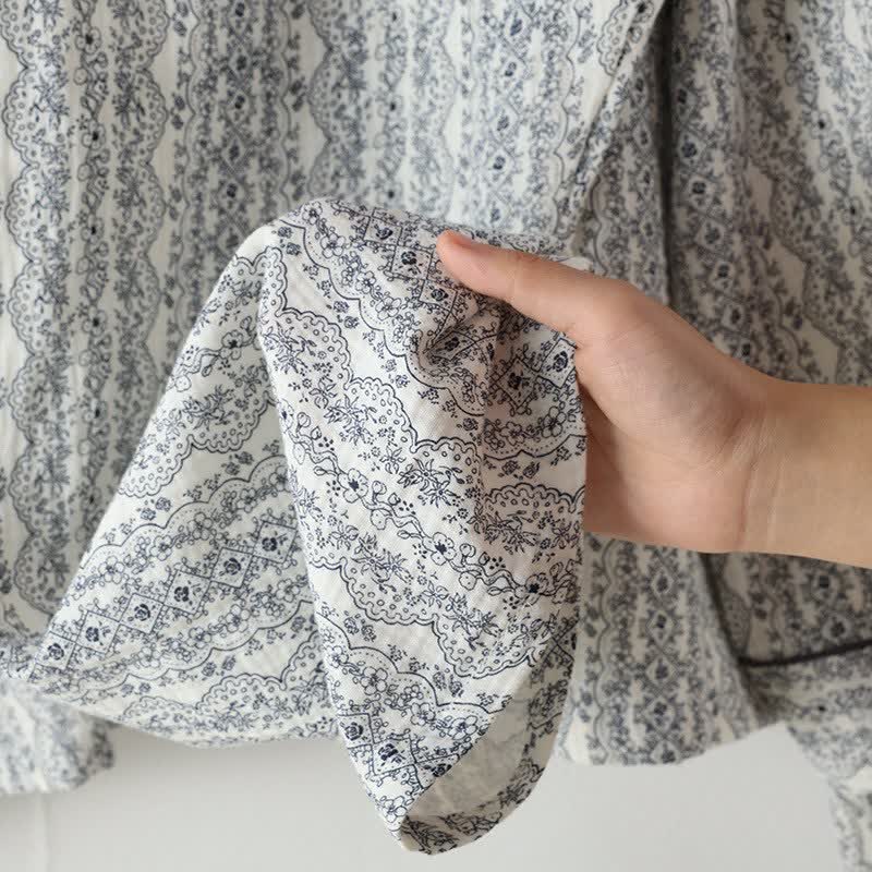 Oriental Retro Floral Cotton Loungewear Set - image 14