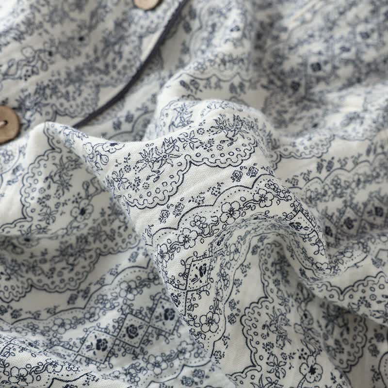 Oriental Retro Floral Cotton Loungewear Set - image 16