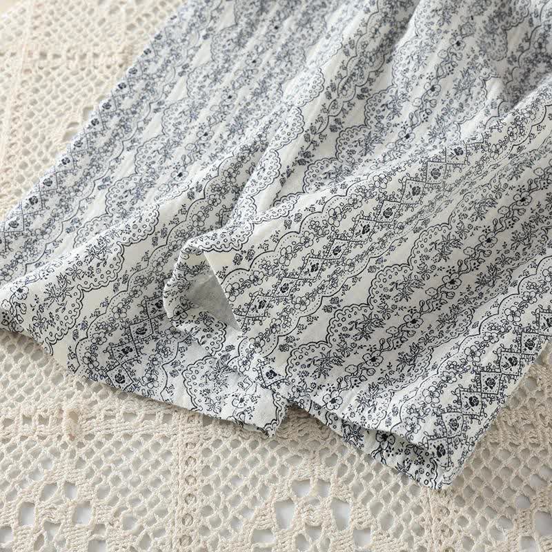 Oriental Retro Floral Cotton Loungewear Set - image 15