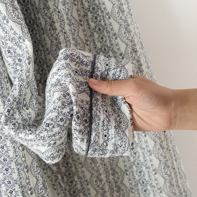 Oriental Retro Floral Cotton Loungewear Set - image 11