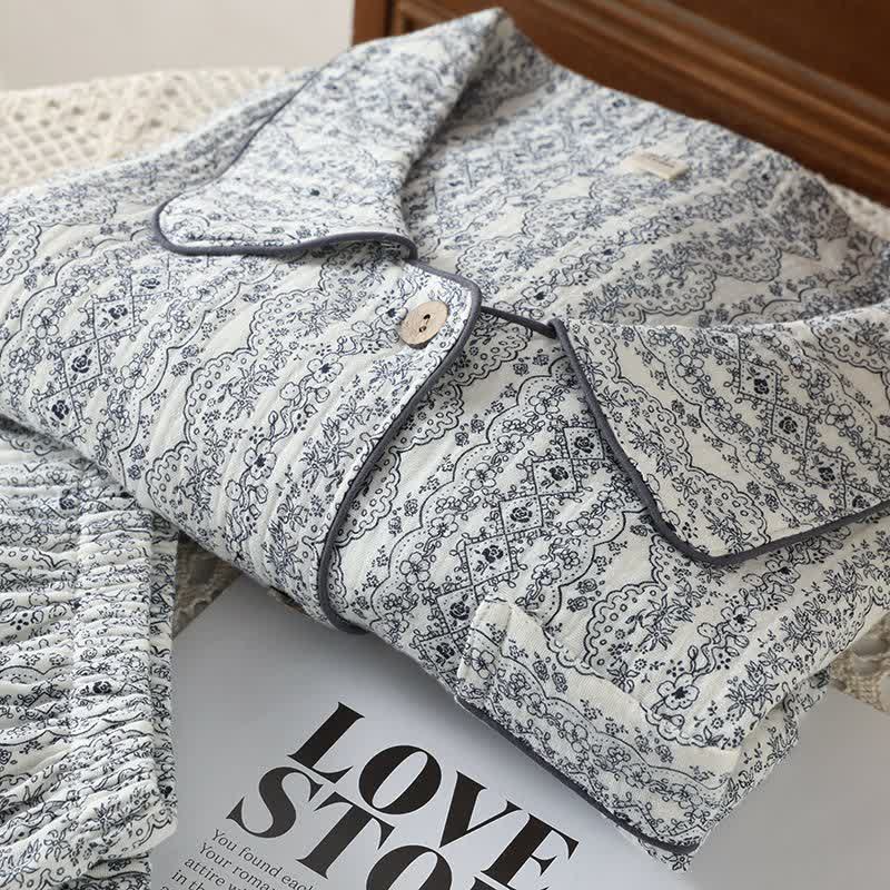 Oriental Retro Floral Cotton Loungewear Set - image 2