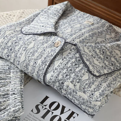 Oriental Retro Floral Cotton Loungewear Set - image 2