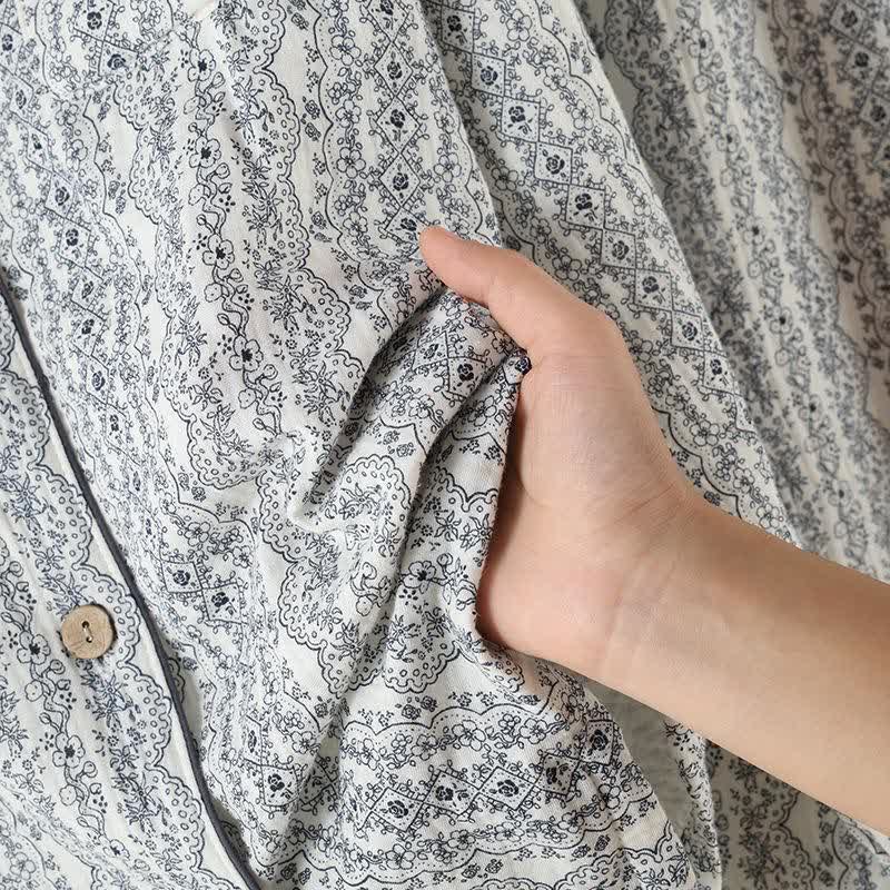 Oriental Retro Floral Cotton Loungewear Set - image 9