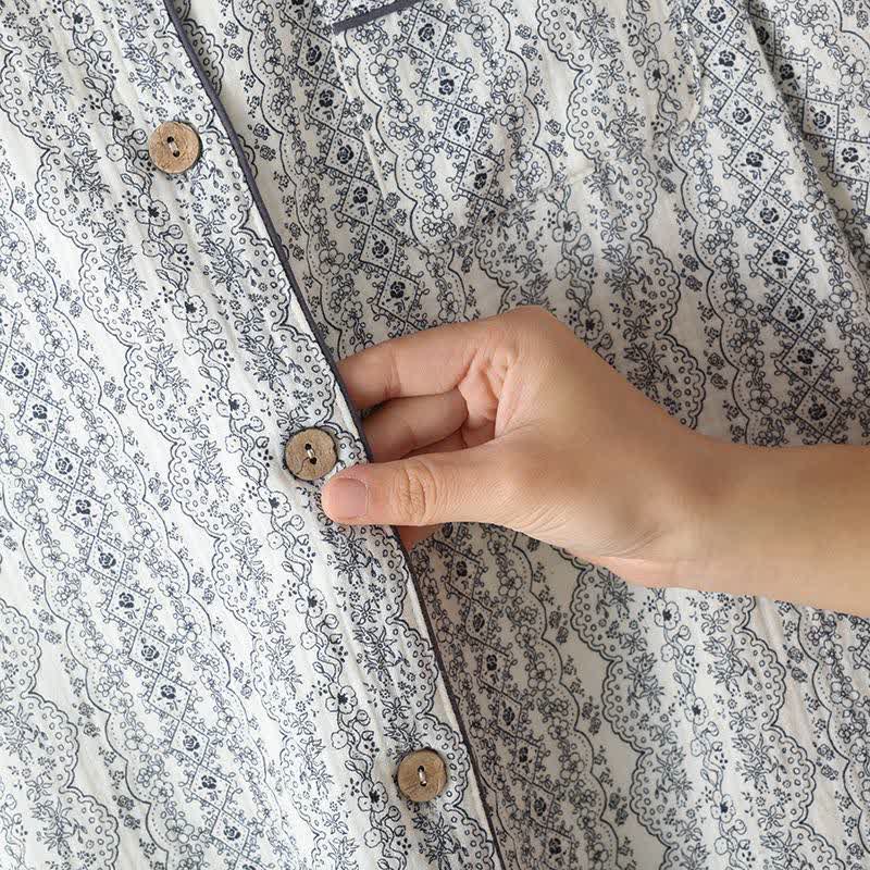 Oriental Retro Floral Cotton Loungewear Set - image 8