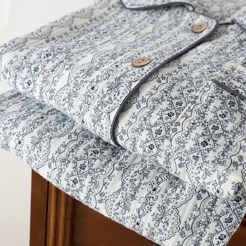 Oriental Retro Floral Cotton Loungewear Set - image 3