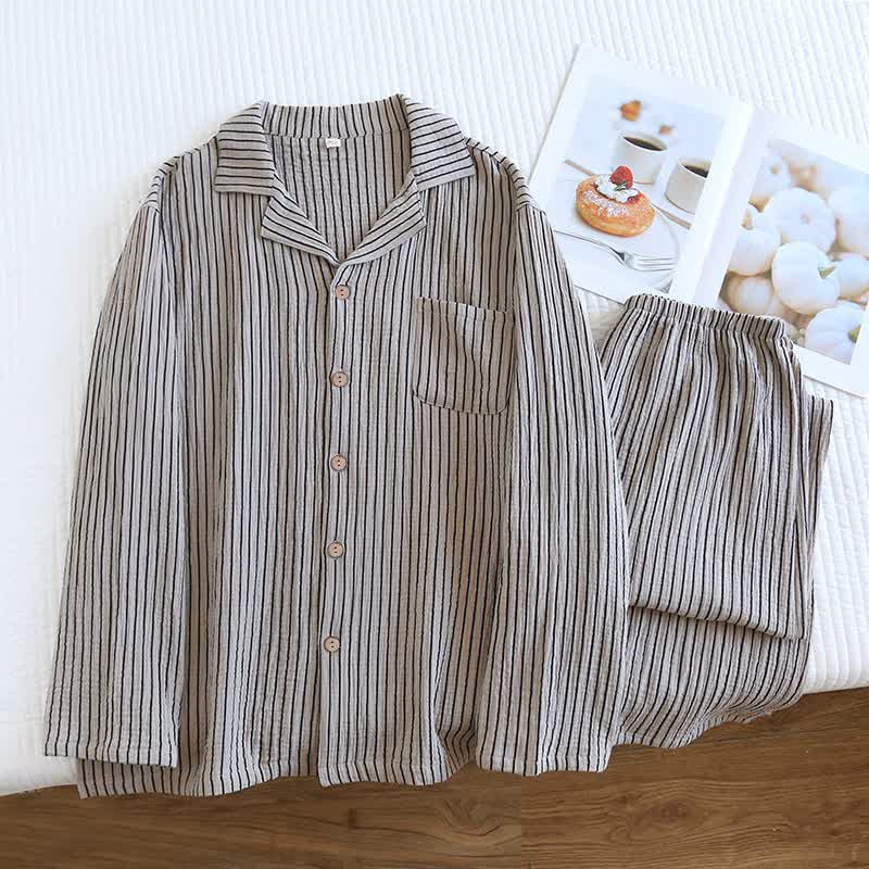 Pure Cotton Simple Striped Loungewear Set - XL - image 1