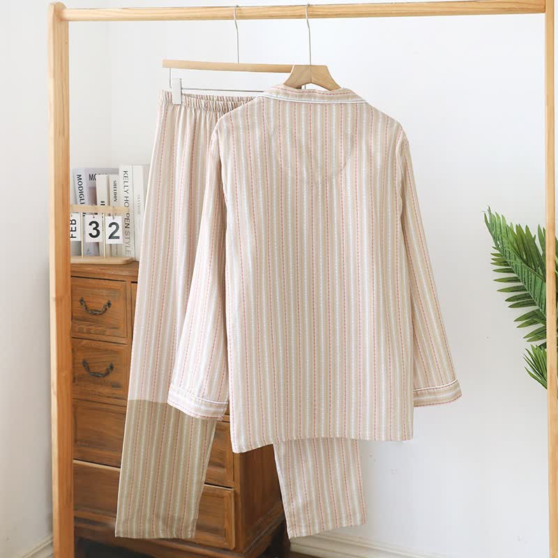 Matching Cotton Gauze Striped Loungewear Set - image 9