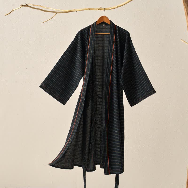 Ownkoti Plaid Organic Cotton Kimono Yukata Robe – ownkoti
