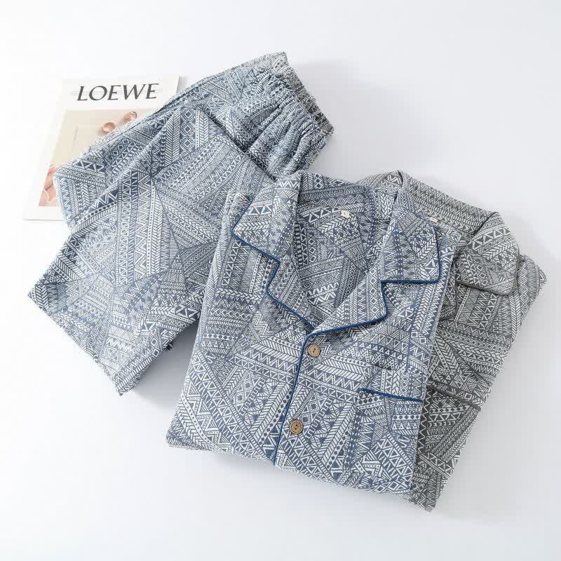 Geometric Pattern Cotton Gauze Loungewear Set - image 1