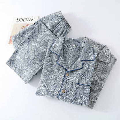 Geometric Pattern Cotton Gauze Loungewear Set - image 1