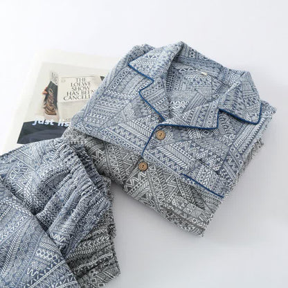 Geometric Pattern Cotton Gauze Loungewear Set - image 2