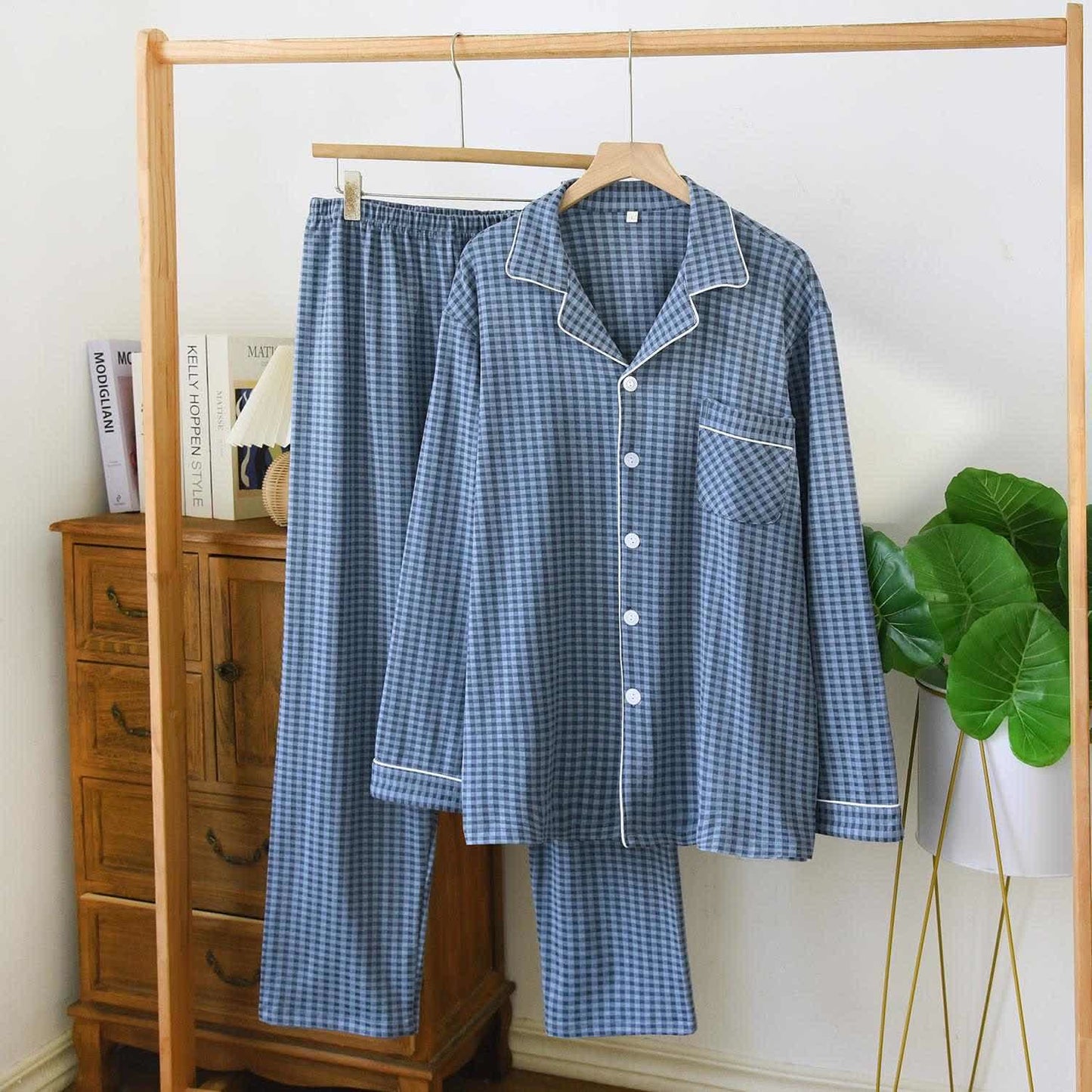 Unisex Classic Plaid Loungewear Set - Blue - XL - image 6