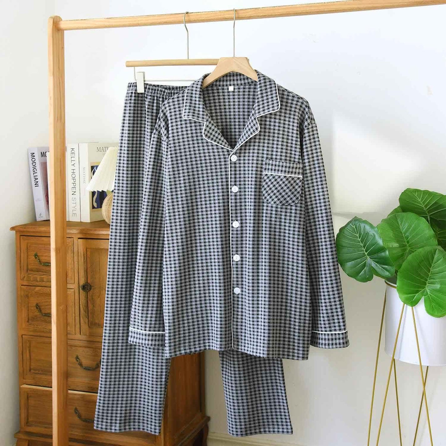 Unisex Classic Plaid Loungewear Set - Grey - XL - image 5