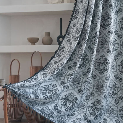 Ethnic Style Retro Pattern Jacquard Curtain - Rod Pocket - Black - 55" x 102" - image 5