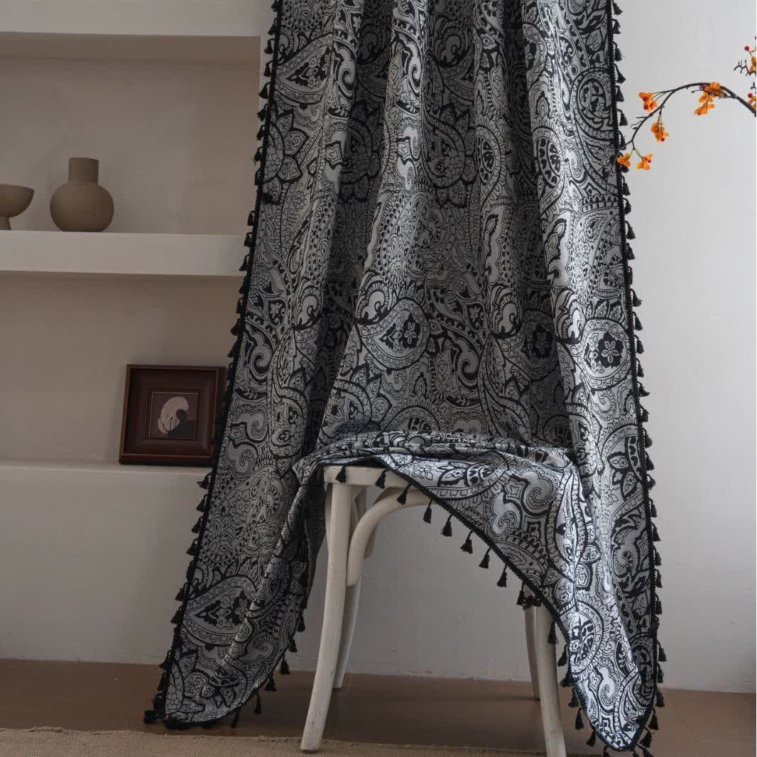 Ethnic Style Paisley Pattern Jacquard Curtain - image 7