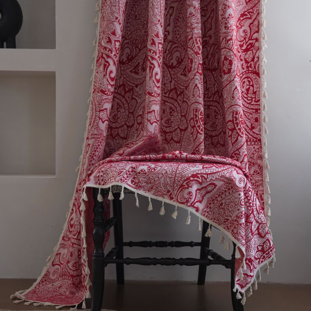 Ethnic Style Paisley Pattern Jacquard Curtain - image 2