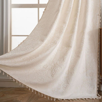 Ethnic Style Paisley Pattern Jacquard Curtain - Rod Pocket - White - 59" x 102" - image 10