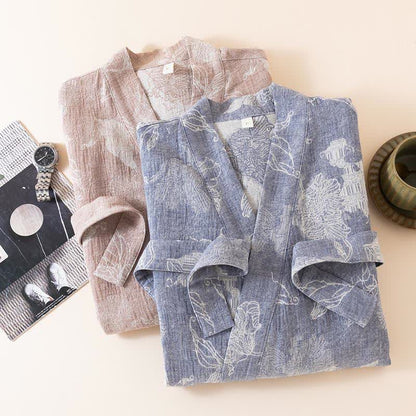 Floral Cotton Linen Kimono Robe - image 1